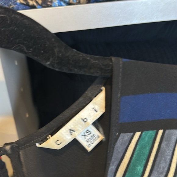 CAbi green/black/yellow striped and leopard print crew neck tunic size XS - Picture 2 of 3